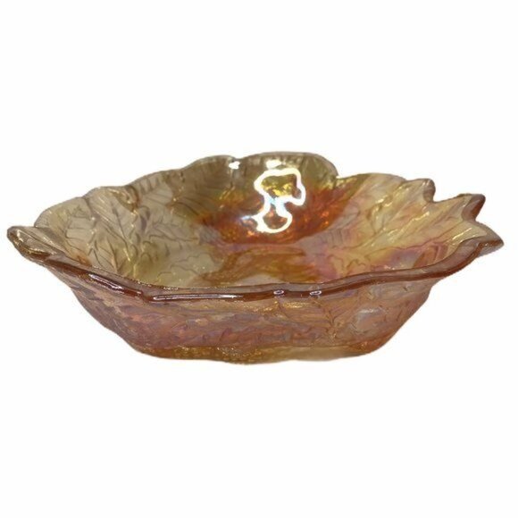 Vintage Other - Vintage Marigold Iridescent Oval Carnival Glass Bowl - Loganberry Berry